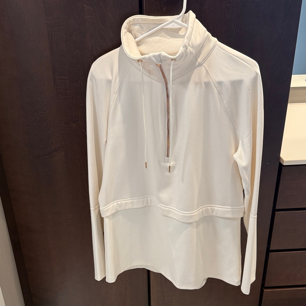 Avia Cream Long Sleeve Polo Sweatshirt